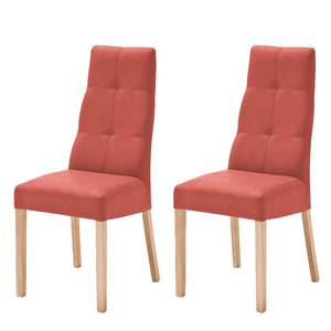 Gestoffeerde stoelen Paki (set van 2) kunstleer - Rood/beukenhoutkleurig