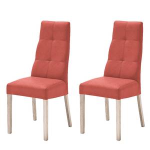 Chaises capitonnées Paki (lot de 2) Imitation cuir - Rouge / Chêne de Sonoma