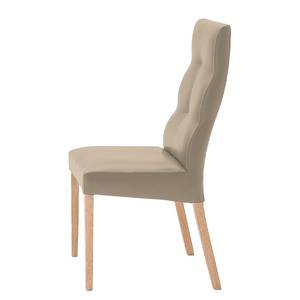 Gestoffeerde stoelen Paki (set van 2) kunstleer - Taupe/beukenhout