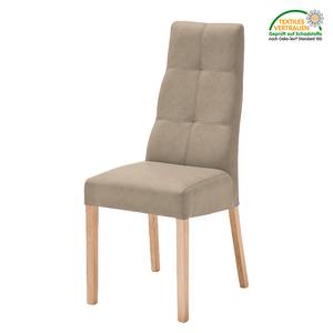 Gestoffeerde stoelen Paki (set van 2) kunstleer - Taupe/beukenhout