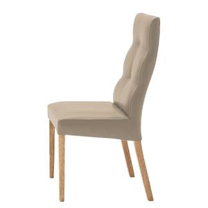 Chaises capitonnées Paki (lot de 2) Imitation cuir - Taupe / Chêne