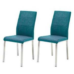 Chaises capitonnées Palmyra (lot de 2) Bleu pétrole