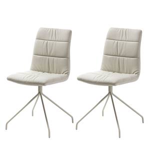 Chaises capitonnées Puglio (lot de 2) Imitation cuir - Beige