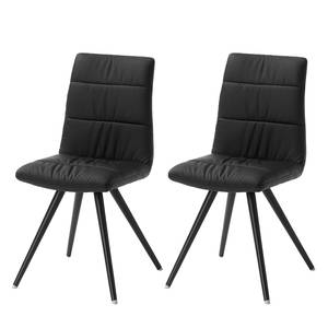 Chaises Puglio (lot de2) Imitation cuir / Acier inoxydable - Noir