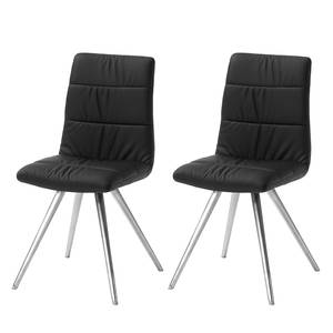 Chaises Puglio (lot de2) Imitation cuir / Acier inoxydable - Noir / Acier inoxydable