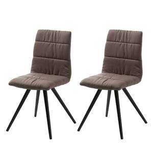 Chaises Puglio (lot de 2) Tissu - Marron foncé / Noir