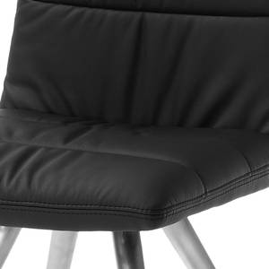 Gestoffeerde stoel Puglio kunstleer/roestvrij staal - Zwart/roestvrij staal