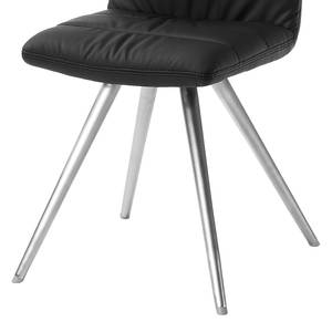 Gestoffeerde stoel Puglio kunstleer/roestvrij staal - Zwart/roestvrij staal