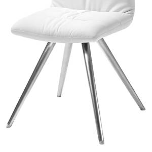 Chaises Puglio (lot de2) Imitation cuir / Acier inoxydable - Blanc / Acier inoxydable