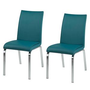 Gestoffeerde stoelen Rilenas kunstleer/chroom - Petrolblauw