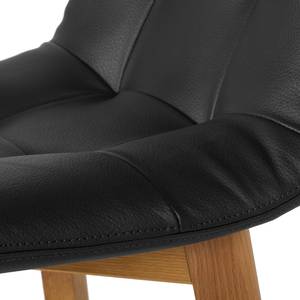 Chaises Saleno I (lot de 2) Cuir véritable - Limon / Chêne - Noir / Hêtre