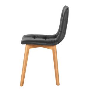 Chaises Saleno I (lot de 2) Cuir véritable - Limon / Chêne - Noir / Hêtre