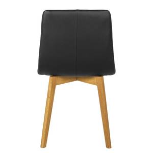 Gestoffeerde stoelen Ameros I echt leer - Zwart/eikenhoutkleurig