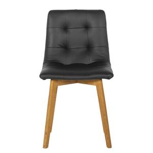 Gestoffeerde stoelen Ameros I echt leer - Zwart/eikenhoutkleurig