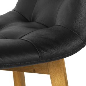 Chaises Saleno I (lot de 2) Cuir véritable - Limon / Chêne - Noir / Chêne