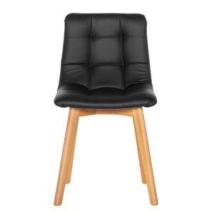 Gestoffeerde stoelen Saleno I kunstleer - Zwart/beukenhoutkleurig