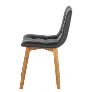 Gestoffeerde stoelen Saleno I kunstleer - Zwart/eikenhoutkleurig