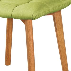 Chaises Saleno III (lot de 2) Tissu / Chêne massif - Vert / Chêne