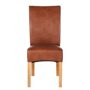 Chaises capitonnées Sarpsborg (lot de 2) Imitation cuir Cognac vieilli - Cognac / Chêne