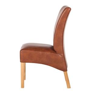 Chaises capitonnées Sarpsborg (lot de 2) Imitation cuir Cognac vieilli - Cognac / Chêne