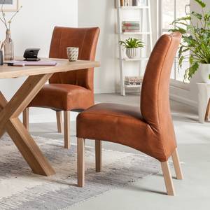 Gestoffeerde stoelen Sarpsborg II kunstleer antiek cognackleurig - Cognackleurig/licht eikenhout