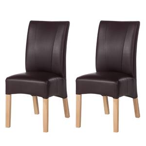 Chaises Sarpsborg (lot de 2) Imitation cuir - Marron foncé / Hêtre