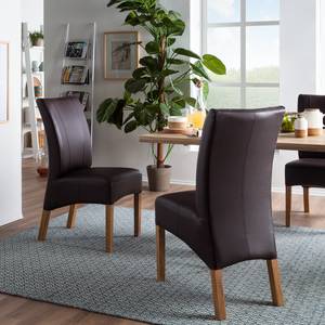 Chaises Sarpsborg (lot de 2) Imitation cuir - Marron foncé / Chêne