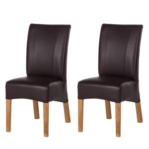 Chaises Sarpsborg (lot de 2) Imitation cuir - Marron foncé / Chêne