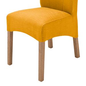 Gestoffeerde stoelen Alessia II geweven stof - Kerriegeel/massief eikenhoutkleurig