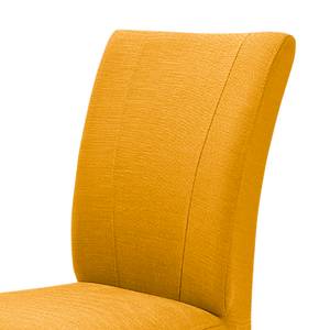 Gestoffeerde stoelen Alessia II geweven stof - Kerriegeel/massief eikenhoutkleurig
