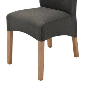 Gestoffeerde stoelen Alessia II geweven stof - Donkerbruin/eikenhoutkleurig