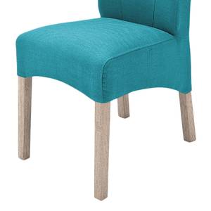 Chaises capitonnées Sarpsborg (lot de 2) Textile - Bleu pétrole / Chêne de Sonoma