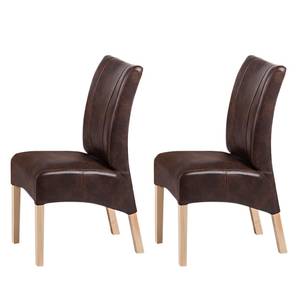 Chaises Sarpsborg II (lot de 2) Imitation cuir - Marron foncé / Hêtre