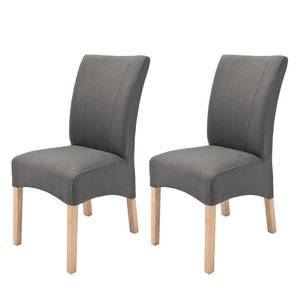 Chaises capitonnées Sarpsborg (lot de 2) Textile - Marron gris/ Hêtre