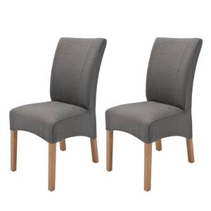 Chaises capitonnées Sarpsborg (lot de 2) Textile - Marron gris/ Chêne