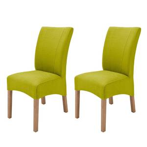 Gestoffeerde stoelen Alessia II geweven stof - Kiwigroen/eikenhoutkleurig