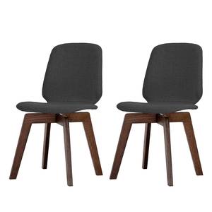 Gestoffeerde stoelen Stig I geweven stof/massief eikenhout - Stof Vesta: Antraciet - Walnoot