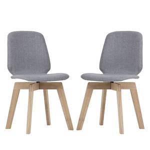 Gestoffeerde stoelen Stig I geweven stof/massief eikenhout - Stof Vesta: Grijs - Eik