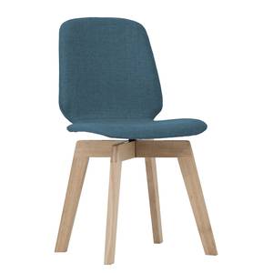 Gestoffeerde stoelen Stig I geweven stof/massief eikenhout - Stof Vesta: Petrolblauw - Eik