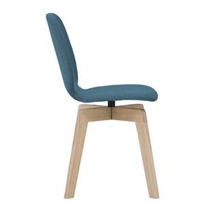 Chaises rembourrées Stig II (lot de 2) Tissu / Chêne massif - Tissu Vesta : Bleu pétrole - Chêne