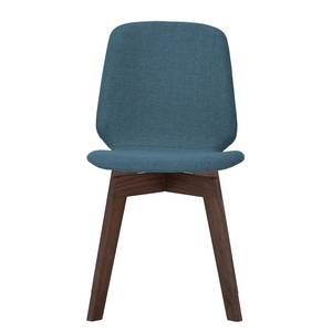 Chaises rembourrées Stig II (lot de 2) Tissu / Chêne massif - Tissu Vesta : Bleu pétrole - Noyer