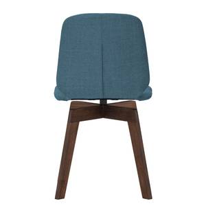 Chaises rembourrées Stig II (lot de 2) Tissu / Chêne massif - Tissu Vesta : Bleu pétrole - Noyer