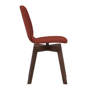 Chaises rembourrées Stig II (lot de 2) Tissu / Chêne massif - Tissu Vesta : Rouge - Noyer