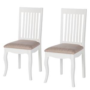 Gestoffeerde stoelen Summer Romance 2-delige set - geweven stof / massief acaciahout - creme / wit