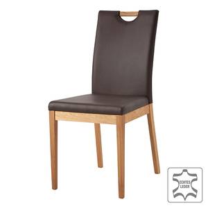 Chaise capitonnée Talagante Cuir véritable - Marron foncé