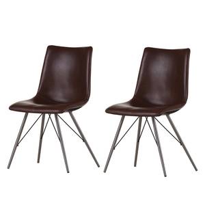 Chaises rembourrées Telford (lot de 2) Imitation cuir / Acier inoxydable - Marron foncé