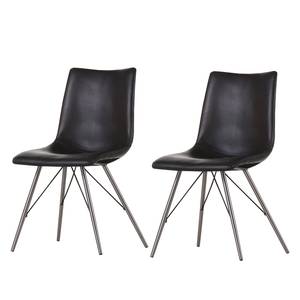 Chaises rembourrées Telford (lot de 2) Imitation cuir / Acier inoxydable - Noir