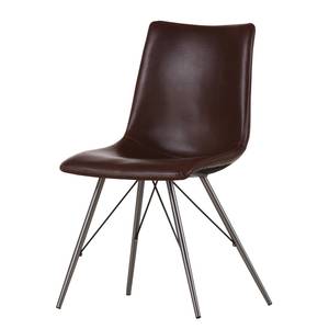 Chaises rembourrées Telford (lot de 2) Imitation cuir / Acier inoxydable - Marron foncé