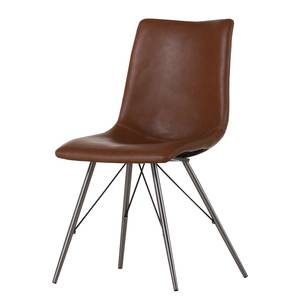 Chaises rembourrées Telford (lot de 2) Imitation cuir / Acier inoxydable - Marron