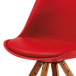 Eetkamerstoelen Paonia (4-delige set) kunststof/massief beukenhout - Rood